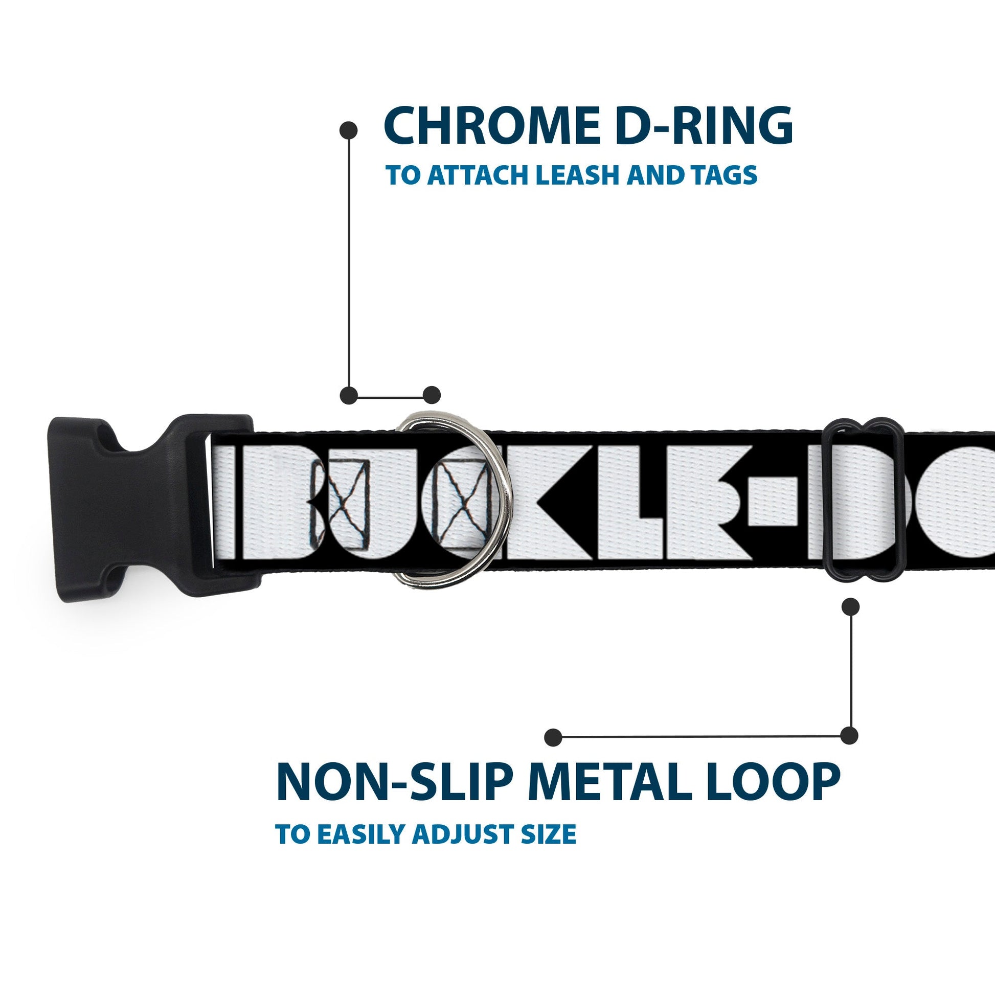 Plastic Clip Collar - BUCKLE - DOWN Shapes Black/White - Premium Dog Collars - Buckle - Down