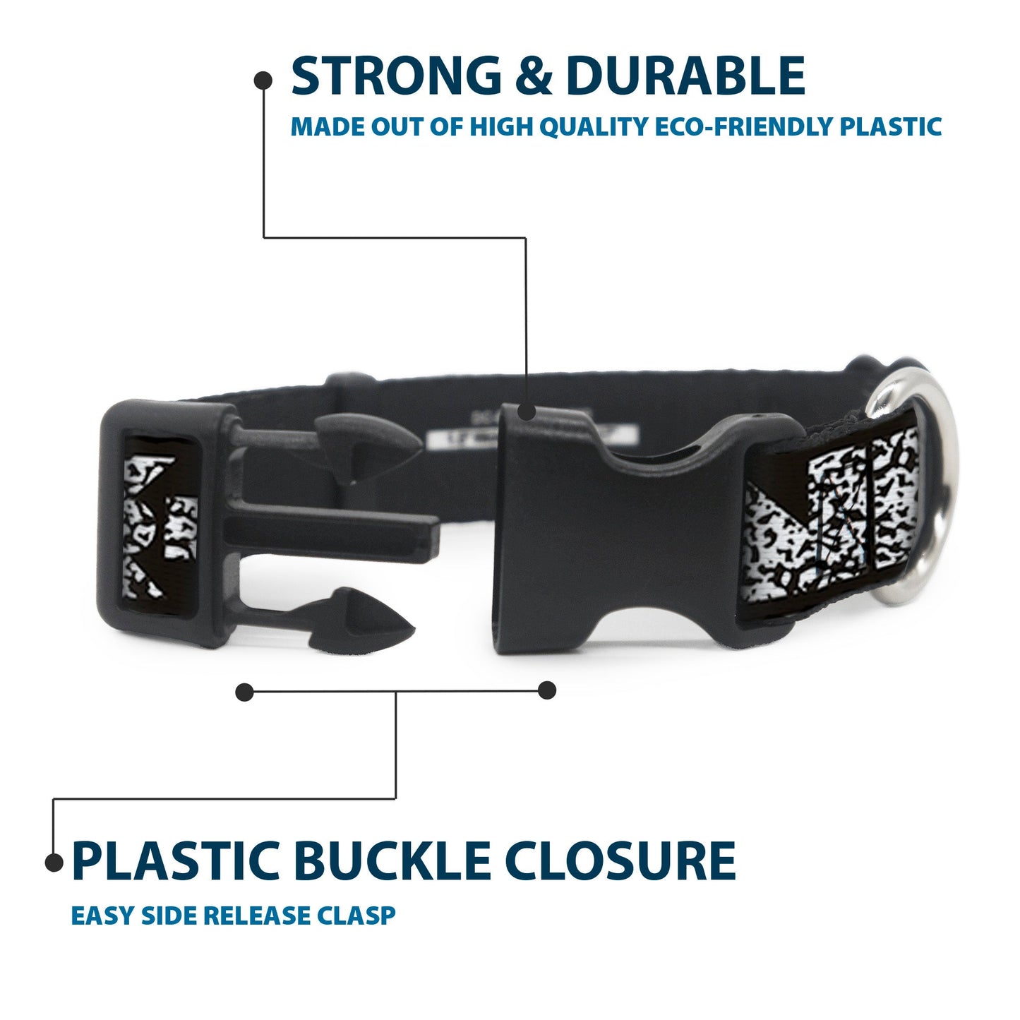 Plastic Clip Collar - BUCKLE - DOWN Shapes Black/Camo White/Black - Premium Dog Collars - Buckle - Down