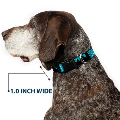 Dog Collar Plastic Clip Turquoise White Black Dot 🐕