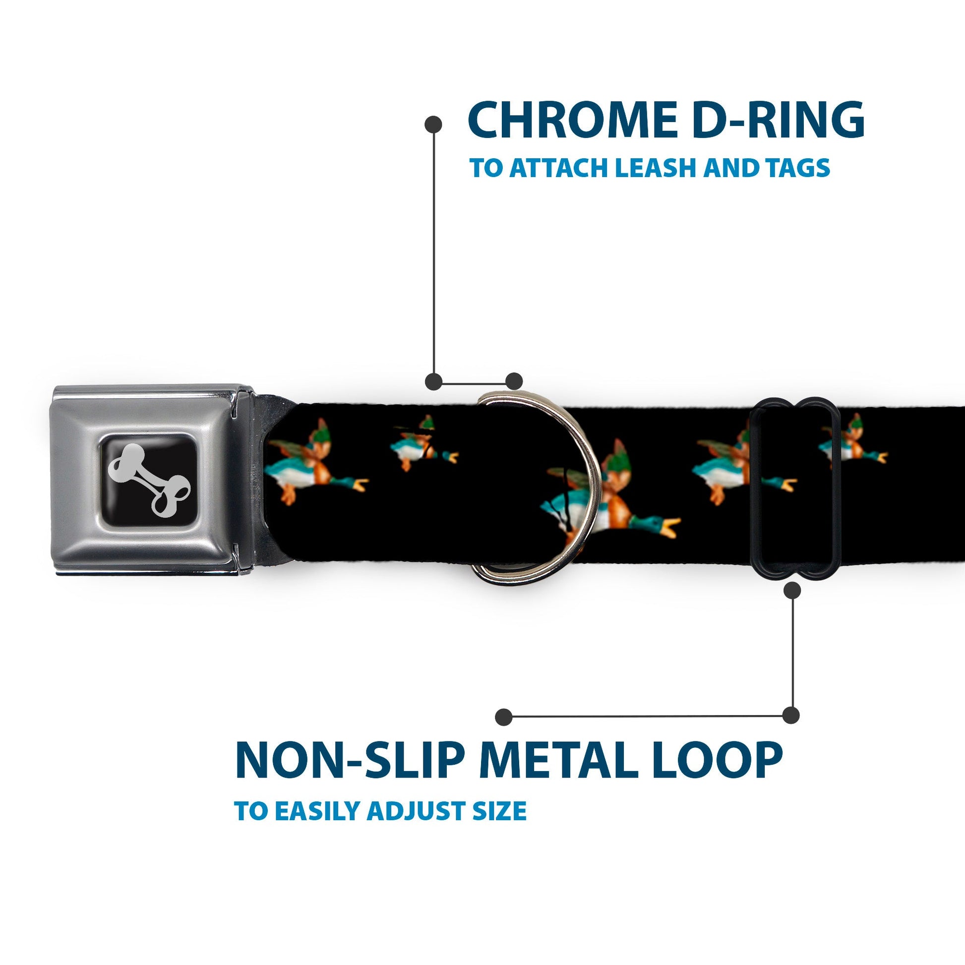 Dog Bone Seatbelt Buckle Collar - Flying Mallards Black - Seatbelt Buckle Collars - Buckle - Down