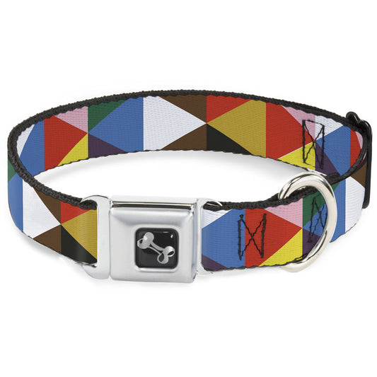 Dog Bone Seatbelt Buckle Collar - Geometric Triangle Blocks Multi Color - Seatbelt Buckle Collars - Buckle - Down