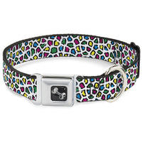 Dog Bone Seatbelt Buckle Collar - Leopard White/Multi Color