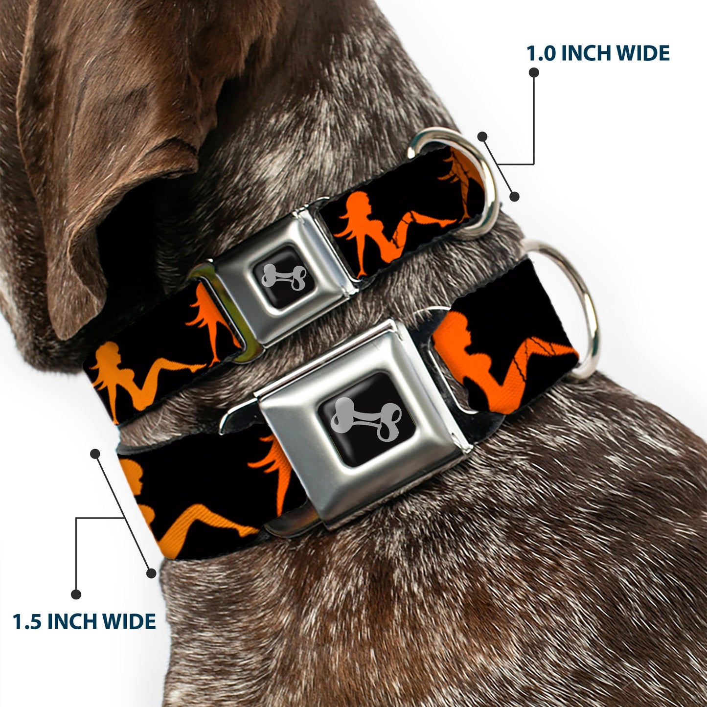 Dog Bone Seatbelt Buckle Collar - Mud Flap Girl Repeat Black/Orange Fade - Seatbelt Buckle Collars - Buckle - Down