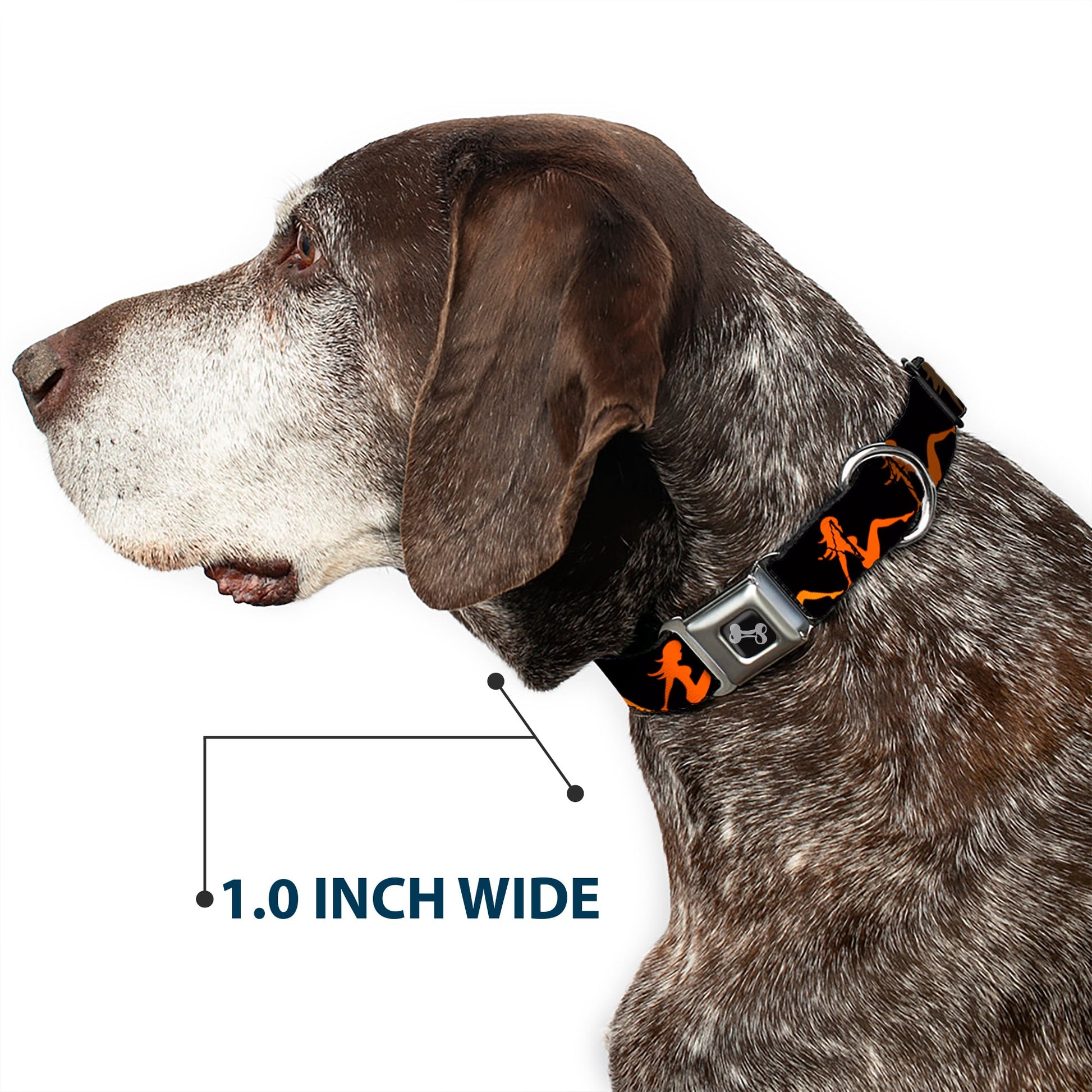 Dog Bone Seatbelt Buckle Collar - Mud Flap Girl Repeat Black/Orange Fade - Seatbelt Buckle Collars - Buckle - Down