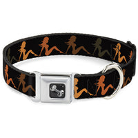 Dog Bone Seatbelt Buckle Collar - Mud Flap Girl Repeat Black/Orange Fade