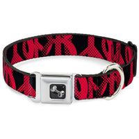 Dog Bone Seatbelt Buckle Collar - Peace Dots Black/Fuchsia