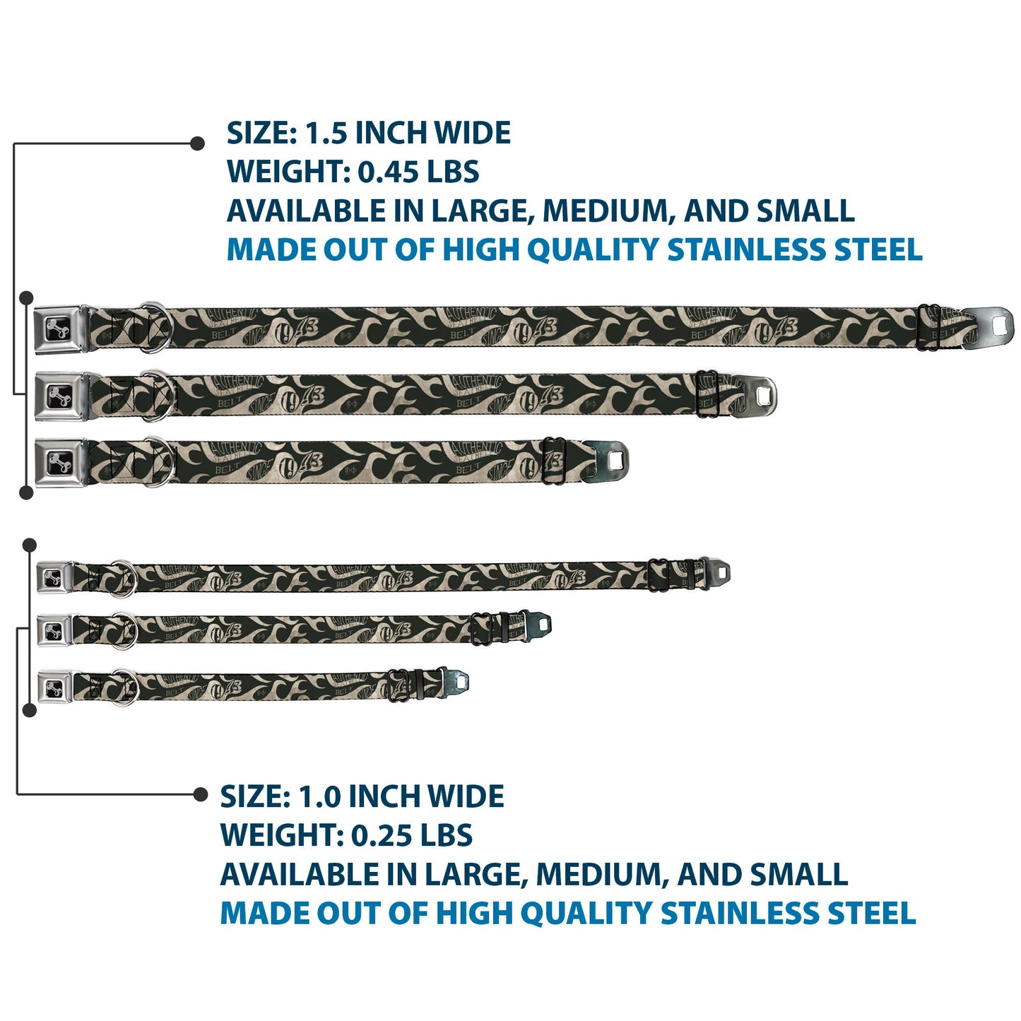 Dog Bone Seatbelt Buckle Collar - BD AUTHENTIC SEATBELT BELT SINCE 1993 Flames Olive/Tan - Seatbelt Buckle Collars - Buckle - Down