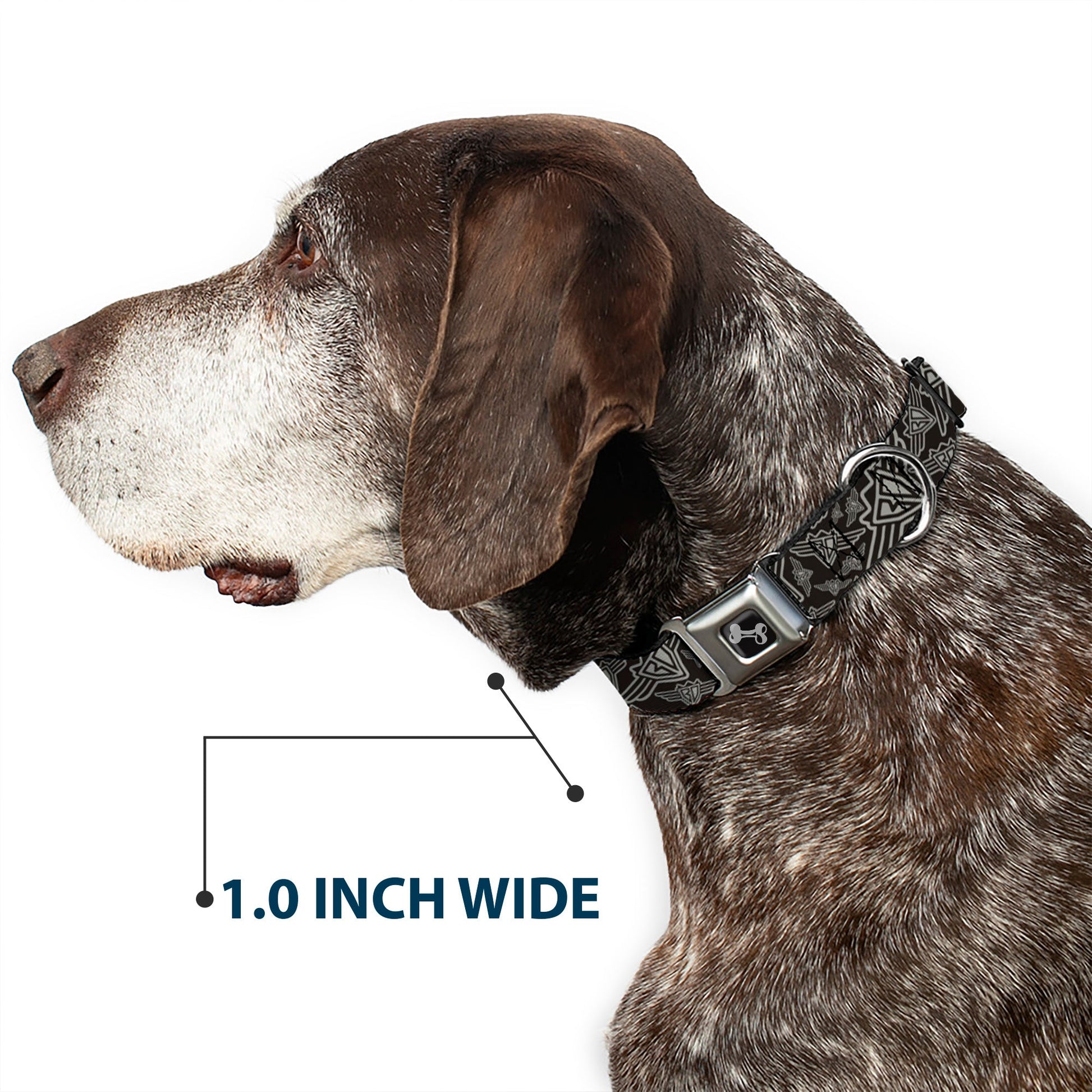 Dog Bone Seatbelt Buckle Collar - BD Logo Scattered Black/Gray - Premium Dog Collars - Buckle - Down