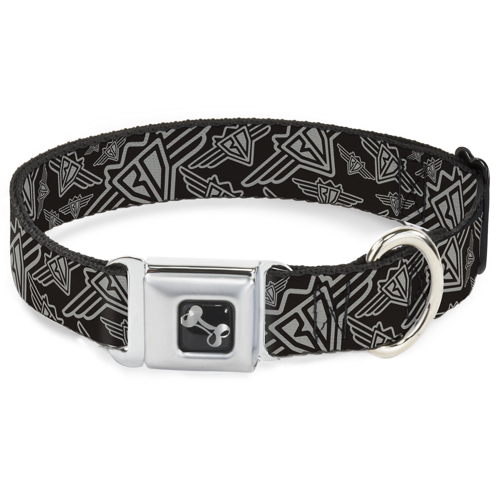 Dog Bone Seatbelt Buckle Collar - BD Logo Scattered Black/Gray - Premium Dog Collars - Buckle - Down