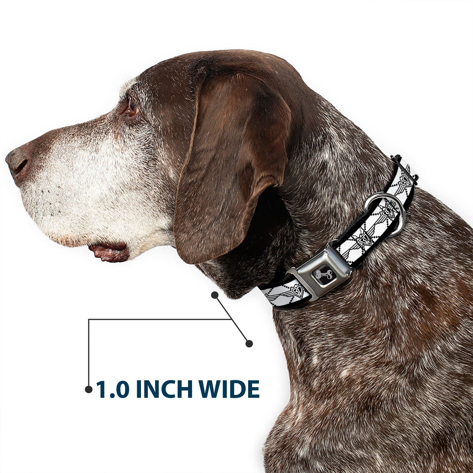 Dog Bone Seatbelt Buckle Collar - BD Monogram2 White/Black - Seatbelt Buckle Collars - Buckle - Down