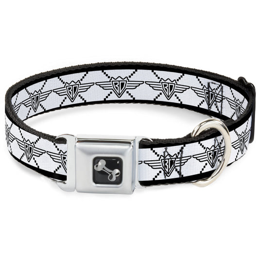 Dog Bone Seatbelt Buckle Collar - BD Monogram2 White/Black - Seatbelt Buckle Collars - Buckle - Down