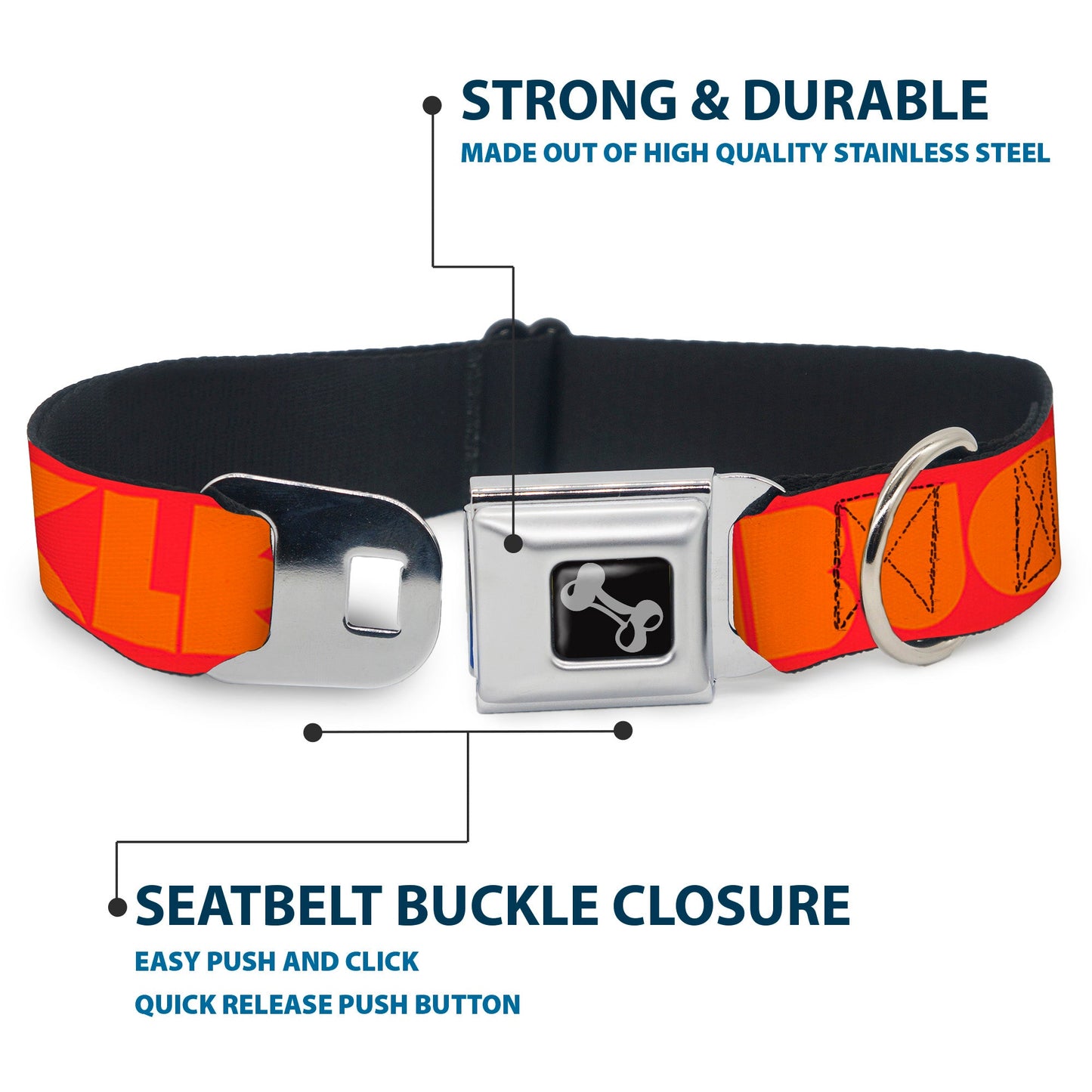 Dog Bone Seatbelt Buckle Collar - BUCKLE - DOWN Shapes Red/Orange - Seatbelt Buckle Collars - Buckle - Down