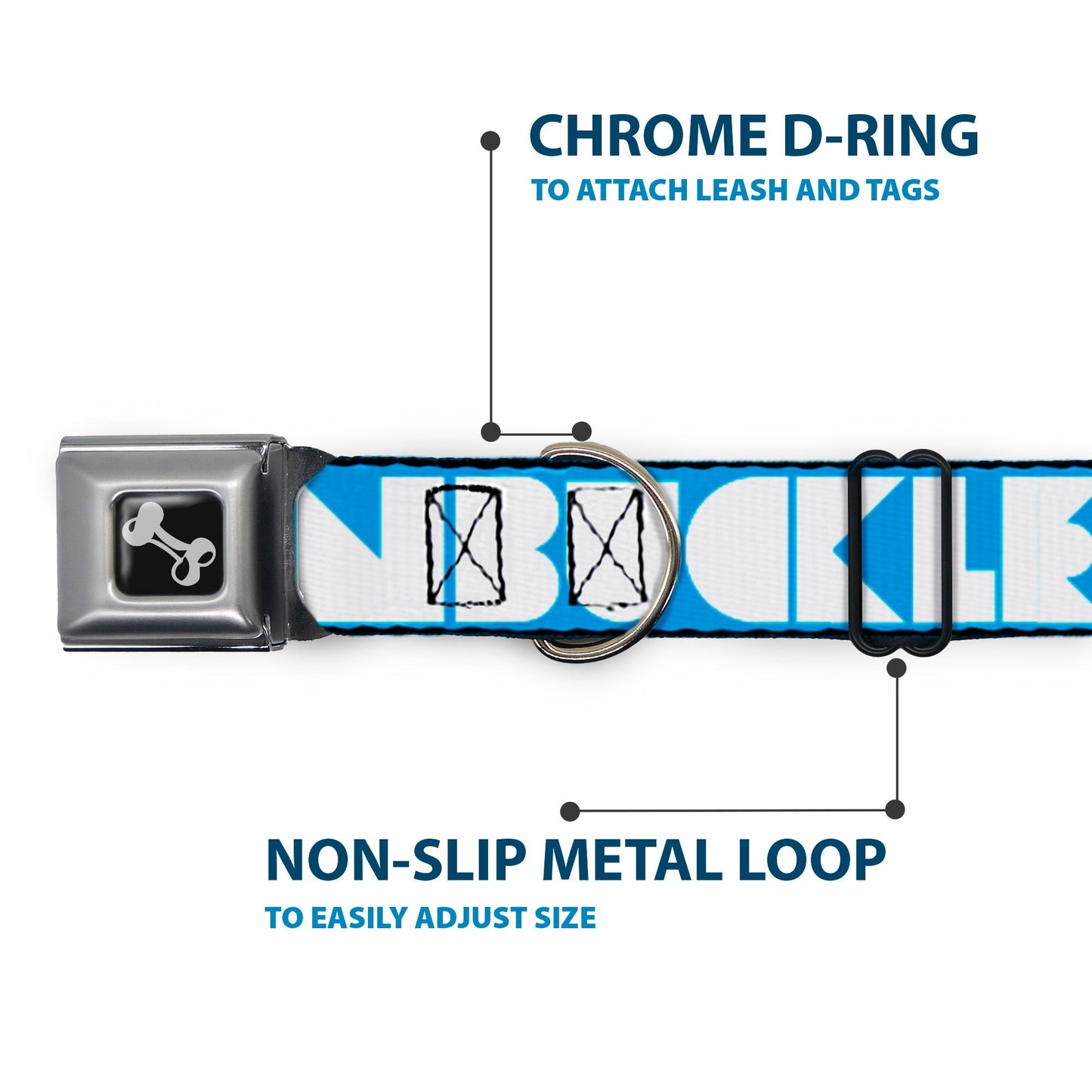 Dog Bone Seatbelt Buckle Collar - BUCKLE - DOWN Shapes Turquoise/White - Seatbelt Buckle Collars - Buckle - Down