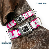 Dog Bone Seatbelt Buckle Collar - BUCKLE-DOWN Shapes Hot Pink/White