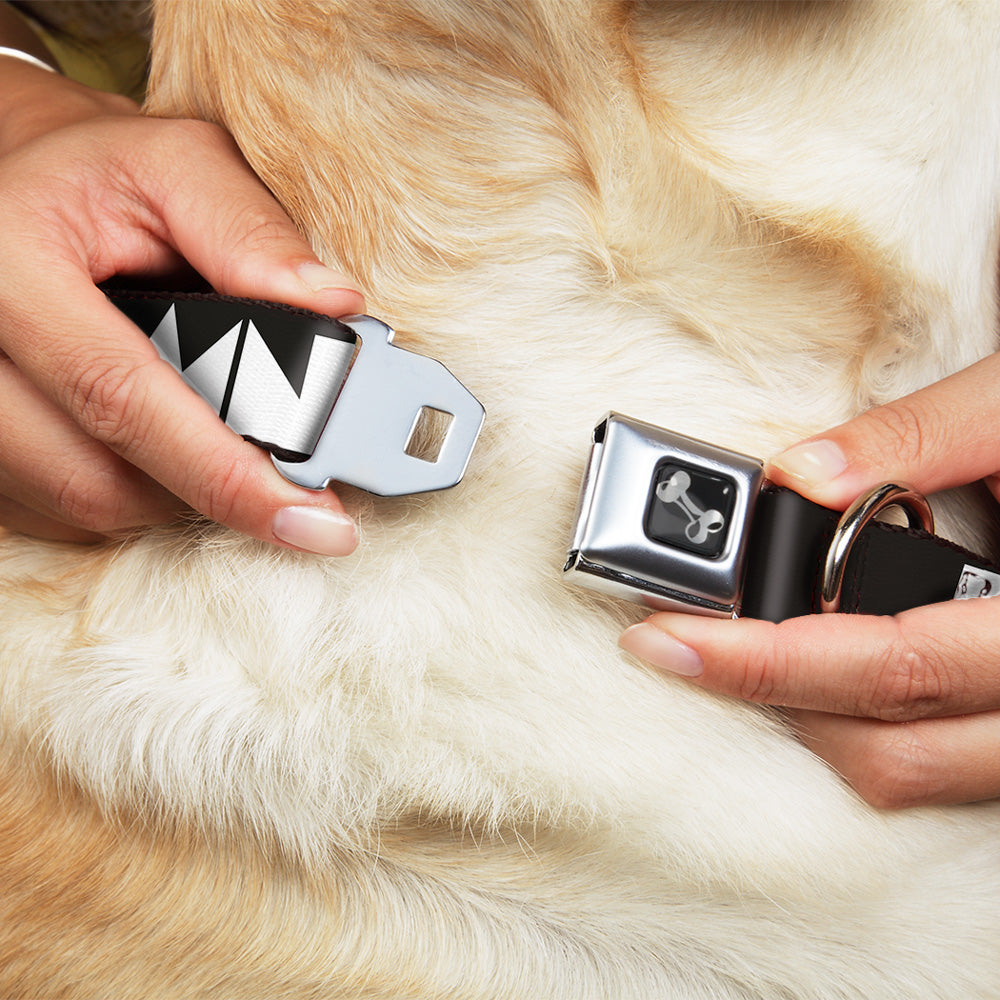 Dog Bone Seatbelt Buckle Collar - BUCKLE - DOWN Shapes Black/White - Premium Dog Collars - Buckle - Down