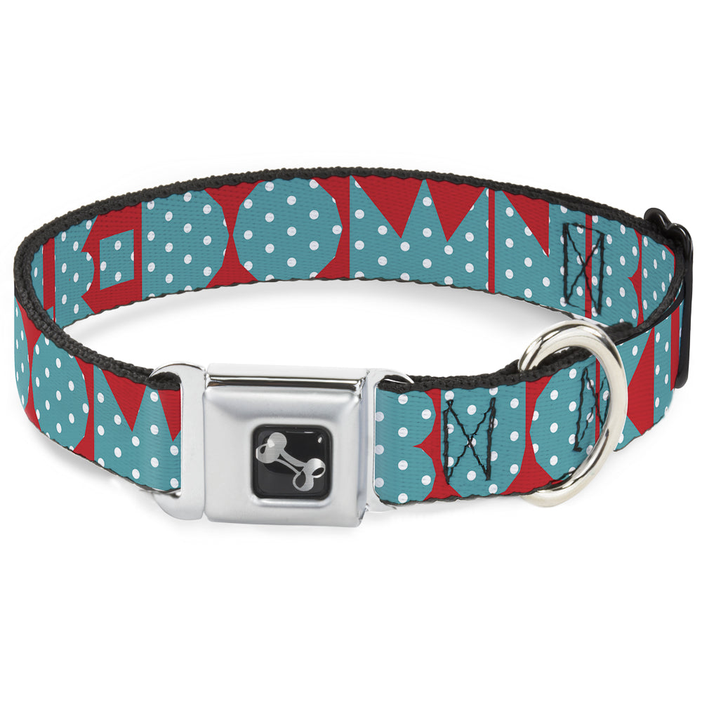 Dog Bone Seatbelt Buckle Collar - BUCKLE - DOWN Shapes Red/Dot Turquoise/White - Premium Dog Collars - Buckle - Down