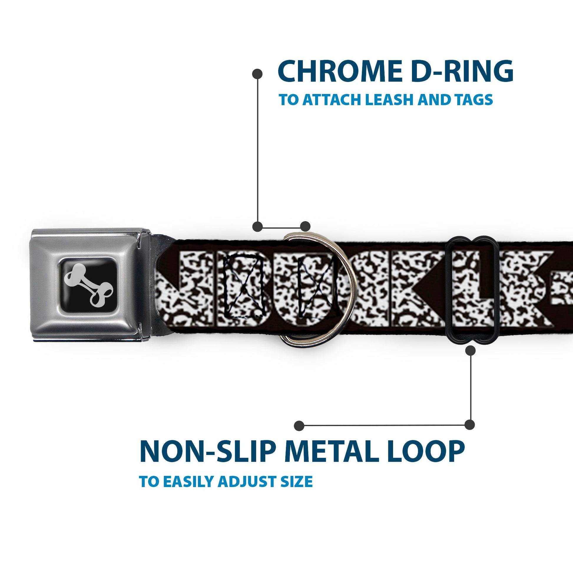 Dog Bone Seatbelt Buckle Collar - BUCKLE - DOWN Shapes Black/Camo White/Black - Premium Dog Collars - Buckle - Down