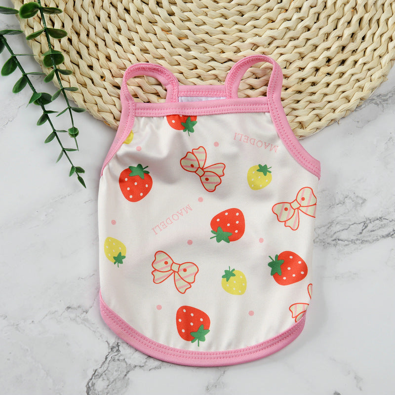 Pet supplies pet clothes cute fruit camisoles tank tops breathable pet sunscreen mosquito and insect repellent products