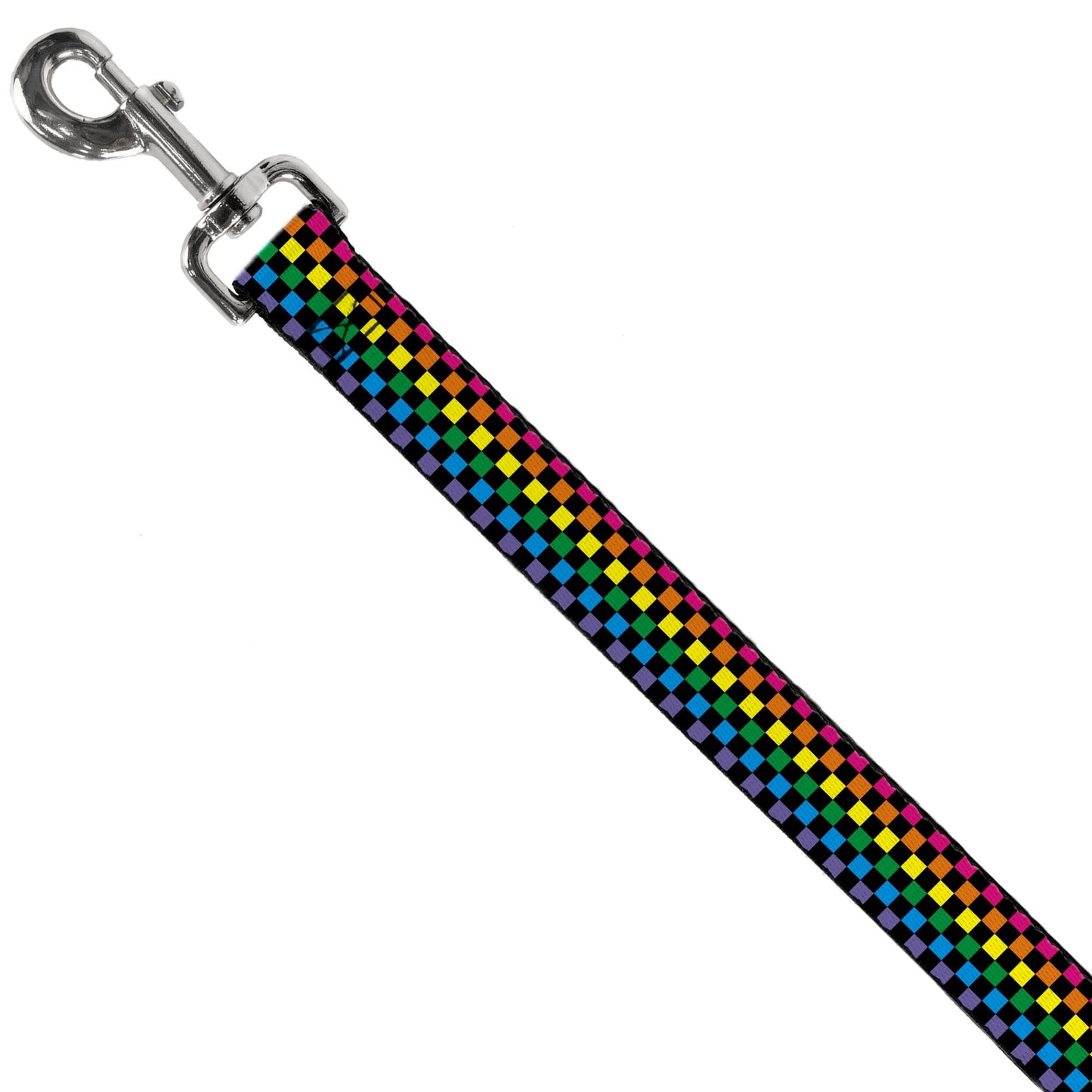Dog Leash - Checker Black/Neon Rainbow - Dog Leashes - Buckle - Down