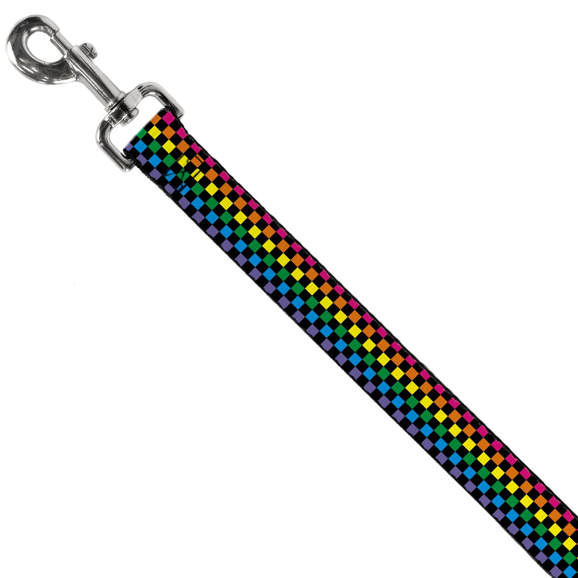 Dog Leash - Checker Black/Neon Rainbow - Dog Leashes - Buckle - Down
