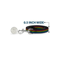 Dog Leash - Checker Black/Neon Rainbow