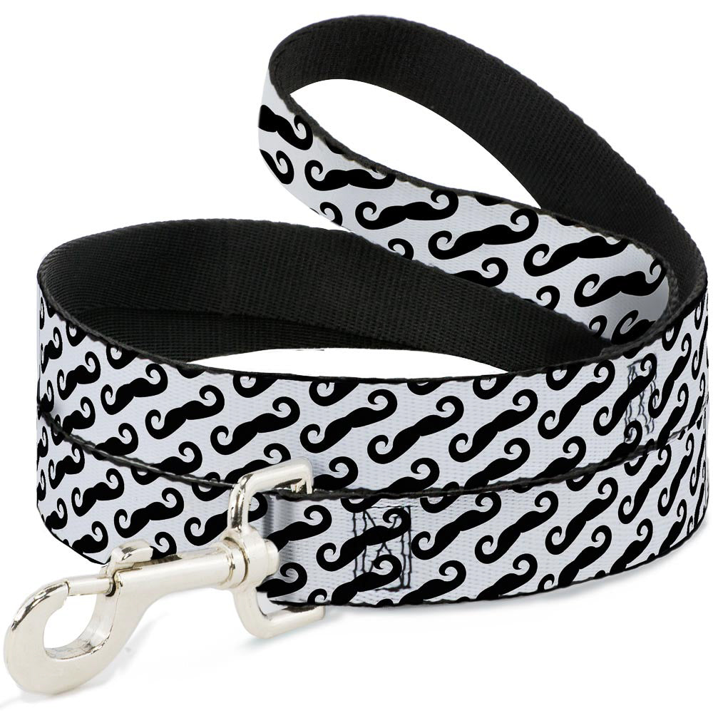 Dog Leash - Diagonal Handlebar Mustaches White/Black - Dog Leashes - Buckle - Down