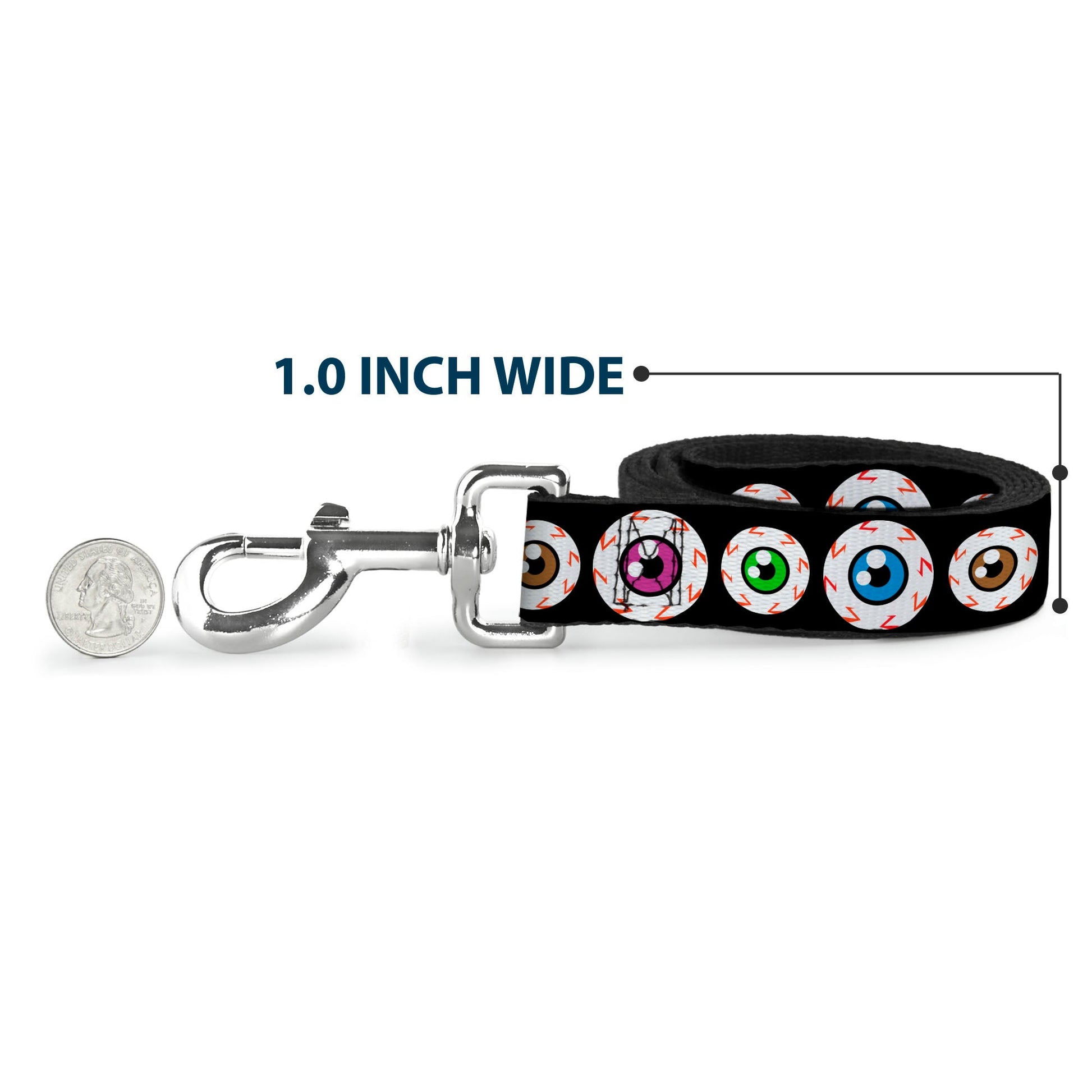 Dog Leash - Eyeballs Black/Multi Color - Dog Leashes - Buckle - Down