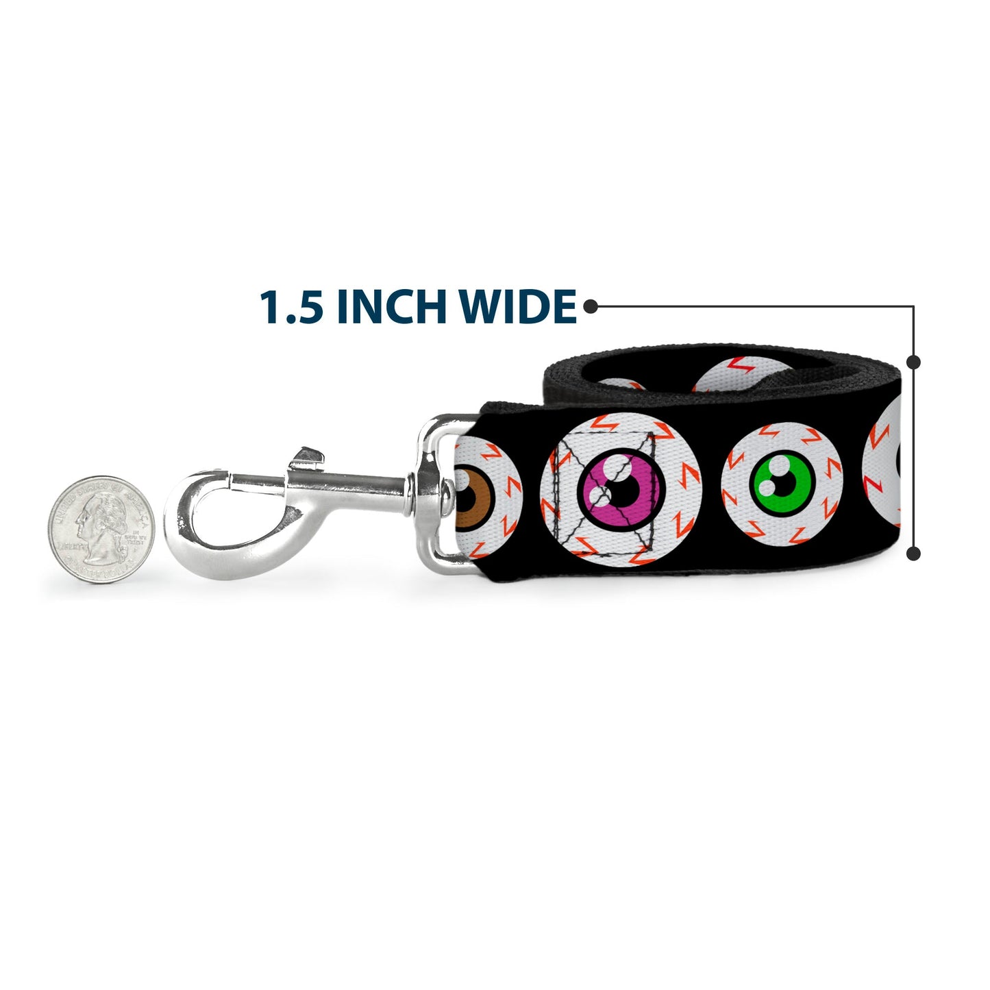 Dog Leash - Eyeballs Black/Multi Color - Dog Leashes - Buckle - Down