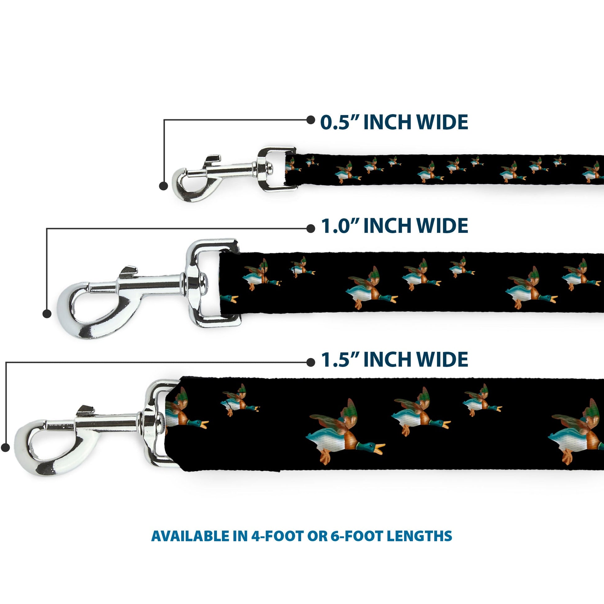 Dog Leash - Flying Mallards Black - Dog Leashes - Buckle - Down