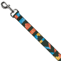 Dog Leash - Geometric8 Charcoal/Orange/Gold/Blue