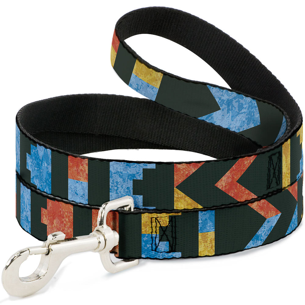 Dog Leash - Geometric8 Charcoal/Orange/Gold/Blue - Dog Leashes - Buckle - Down
