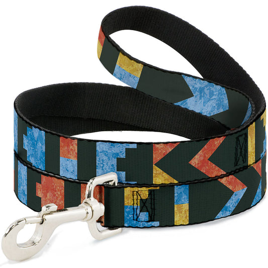 Dog Leash - Geometric8 Charcoal/Orange/Gold/Blue - Dog Leashes - Buckle - Down