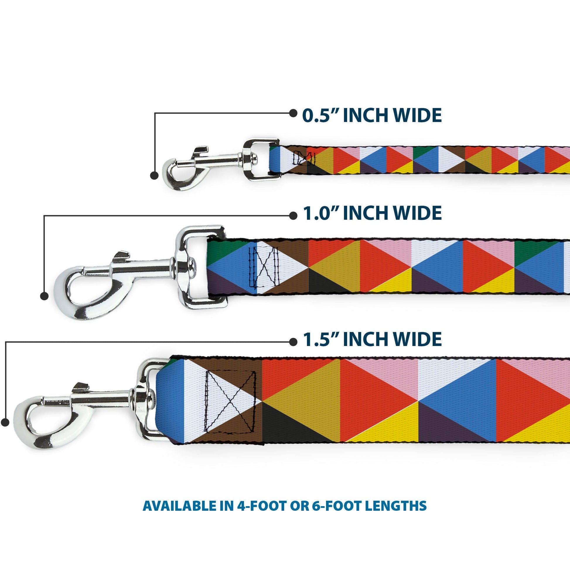 Dog Leash - Geometric Triangle Blocks Multi Color - Dog Leashes - Buckle - Down