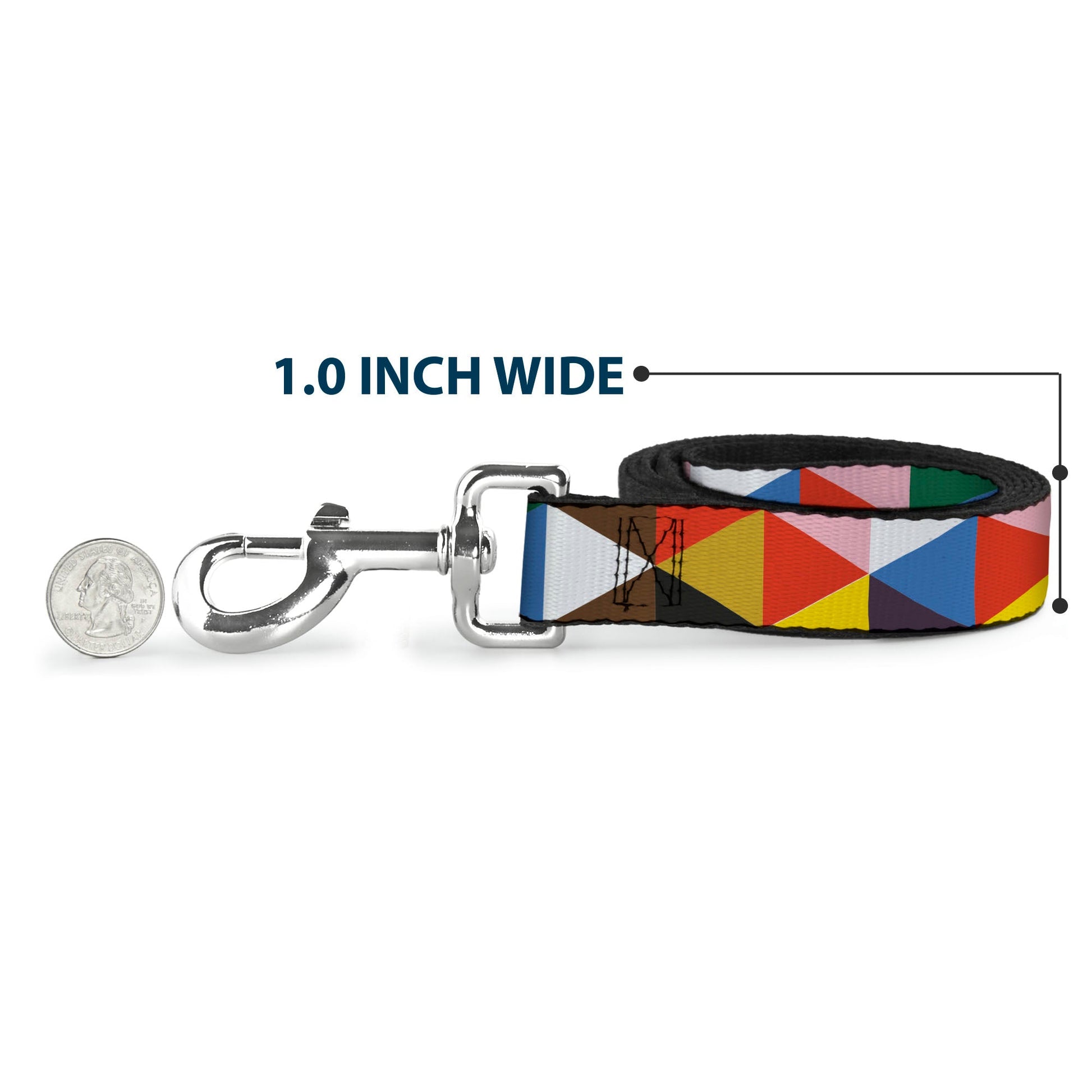 Dog Leash - Geometric Triangle Blocks Multi Color - Dog Leashes - Buckle - Down