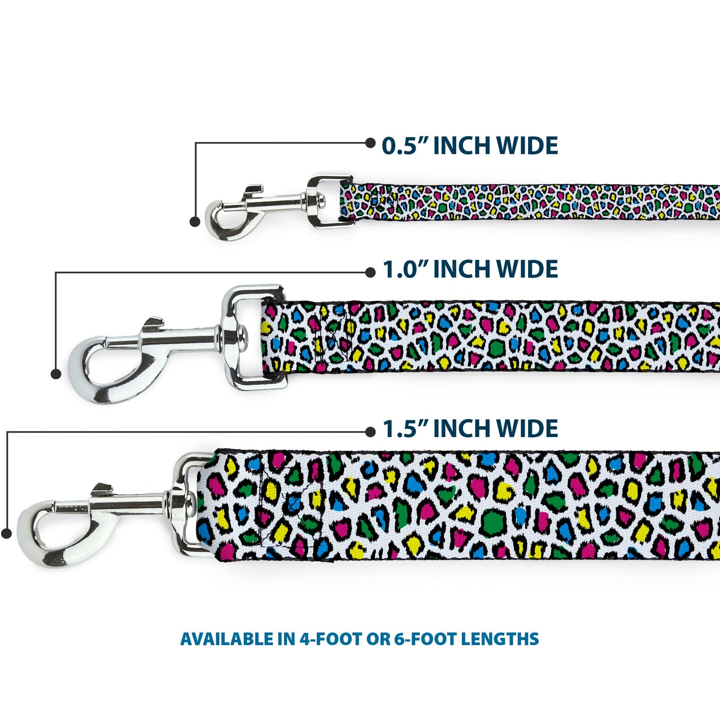 Dog Leash - Leopard White/Multi Color - Dog Leashes - Buckle - Down