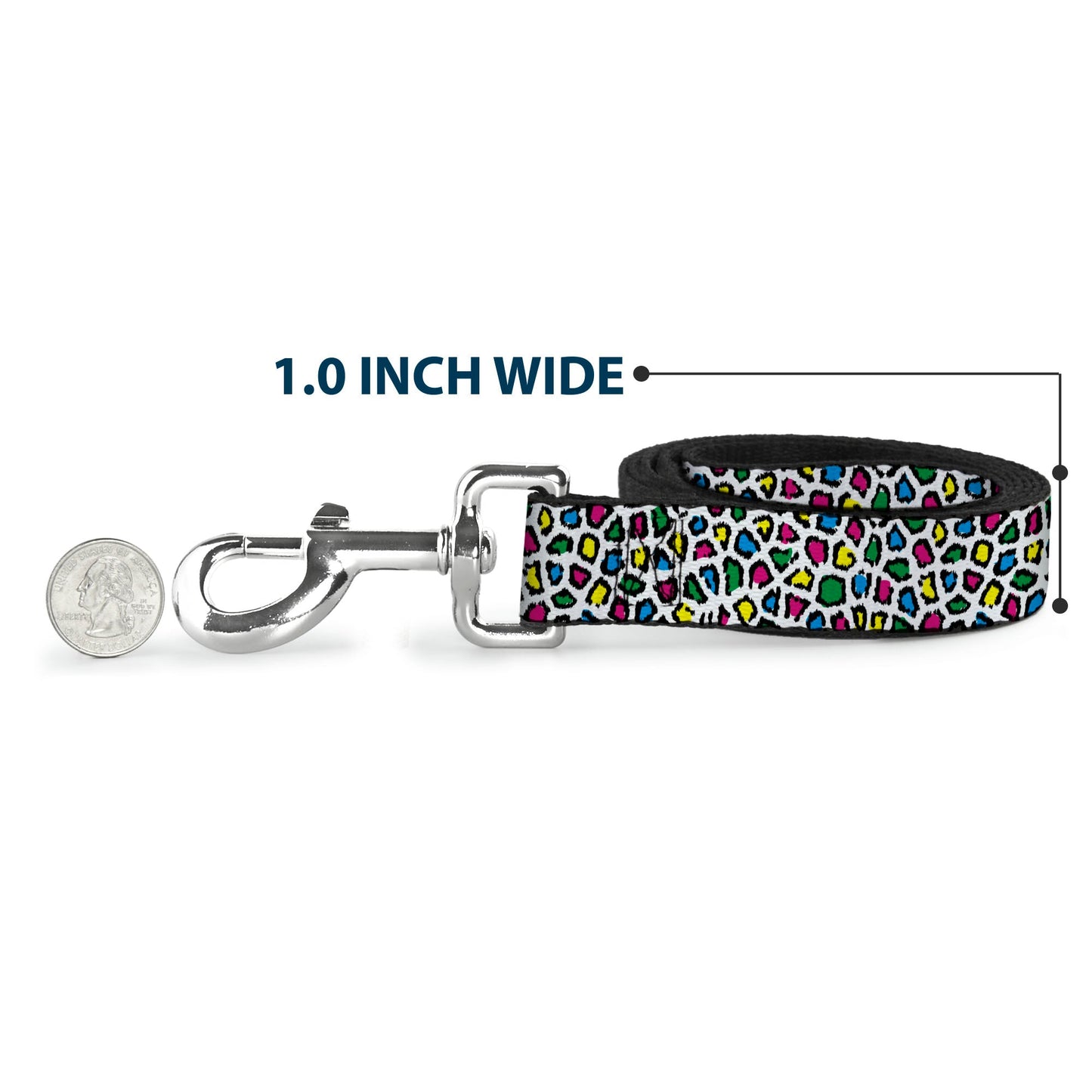 Dog Leash - Leopard White/Multi Color - Dog Leashes - Buckle - Down