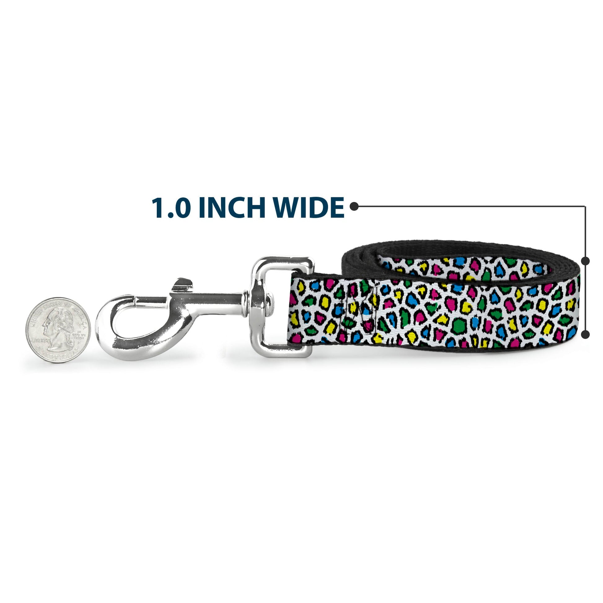 Dog Leash - Leopard White/Multi Color - Dog Leashes - Buckle - Down