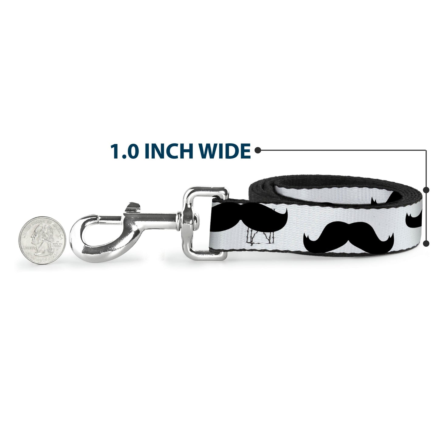 Dog Leash - Mustaches White/Black - Dog Leashes - Buckle - Down