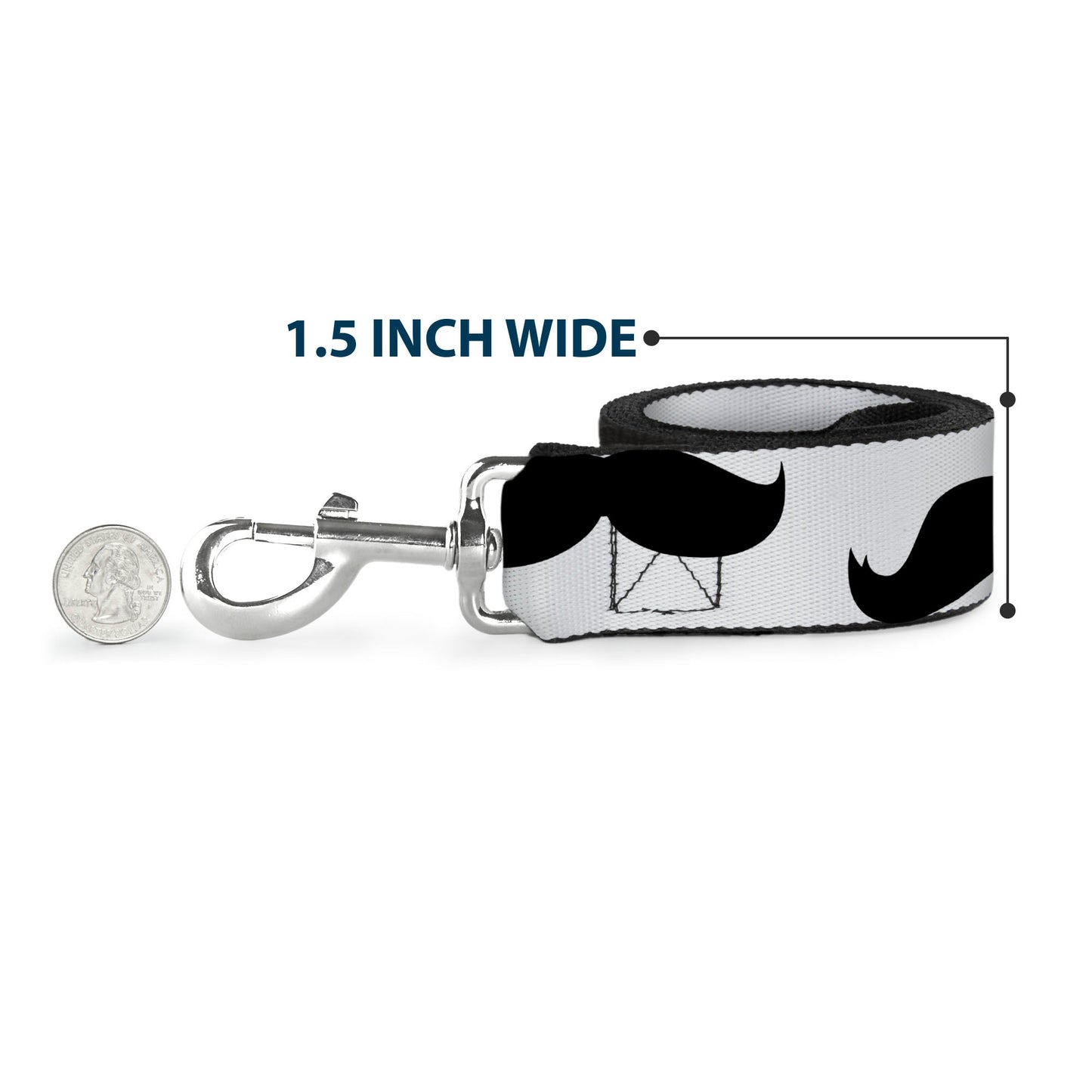 Dog Leash - Mustaches White/Black - Dog Leashes - Buckle - Down