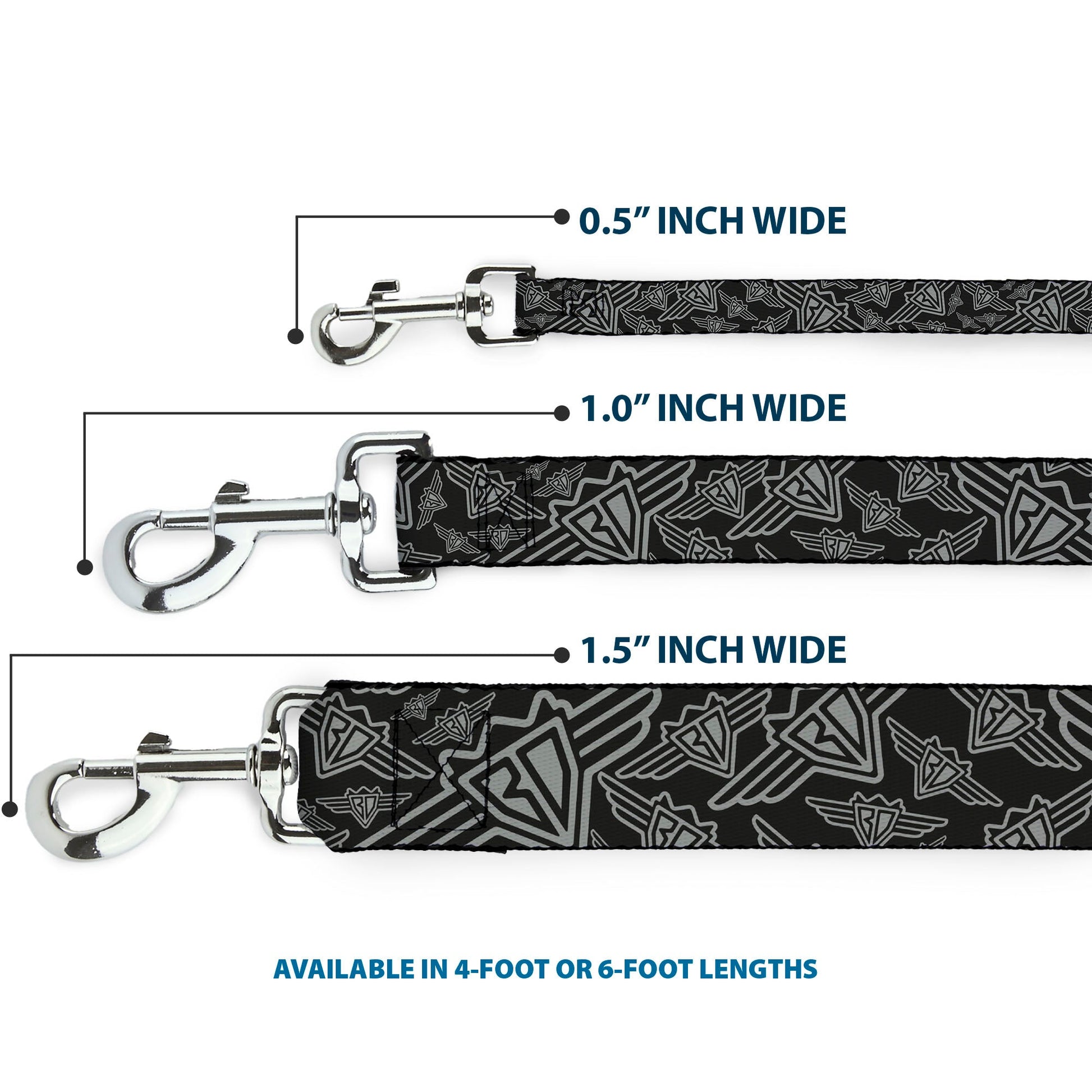 Dog Leash - BD Logo Scattered Black/Gray - Dog Leashes - Buckle - Down