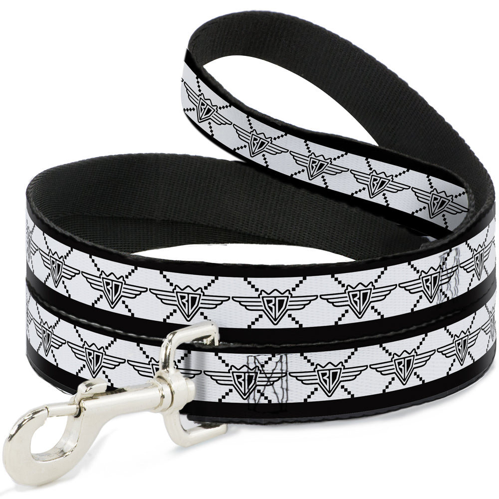 Dog Leash - BD Monogram2 White/Black - Dog Leashes - Buckle - Down