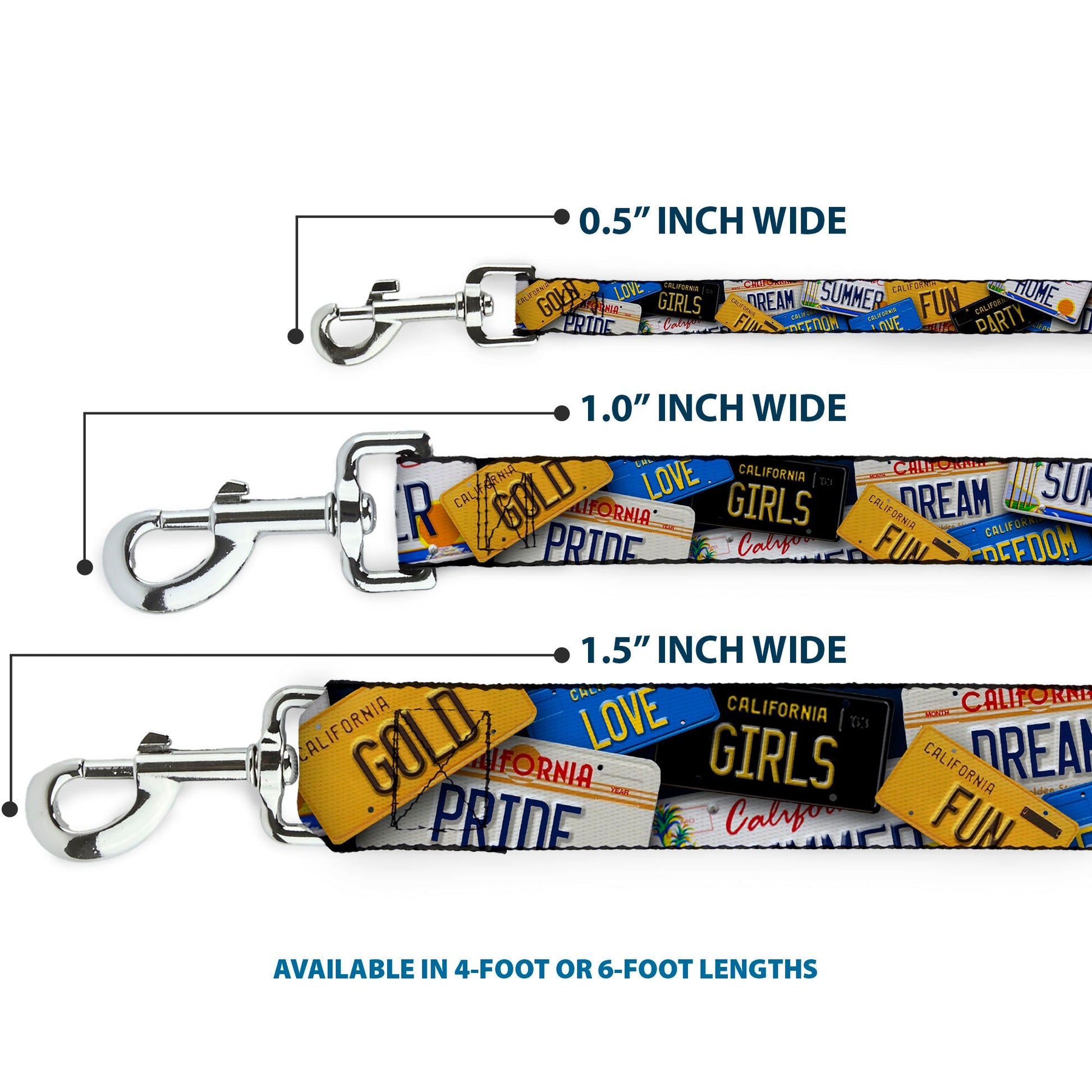 Dog Leash - Cali License Plates Stacked - Dog Leashes - Buckle - Down