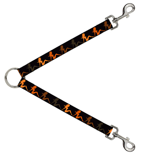 Dog Leash Splitter - Mud Flap Girl Repeat Black/Orange Fade - Dog Leash Splitters - Buckle - Down