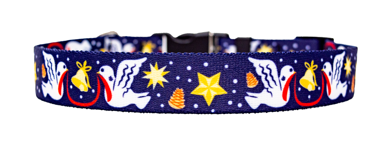 Christmas Doves Dog Collar
