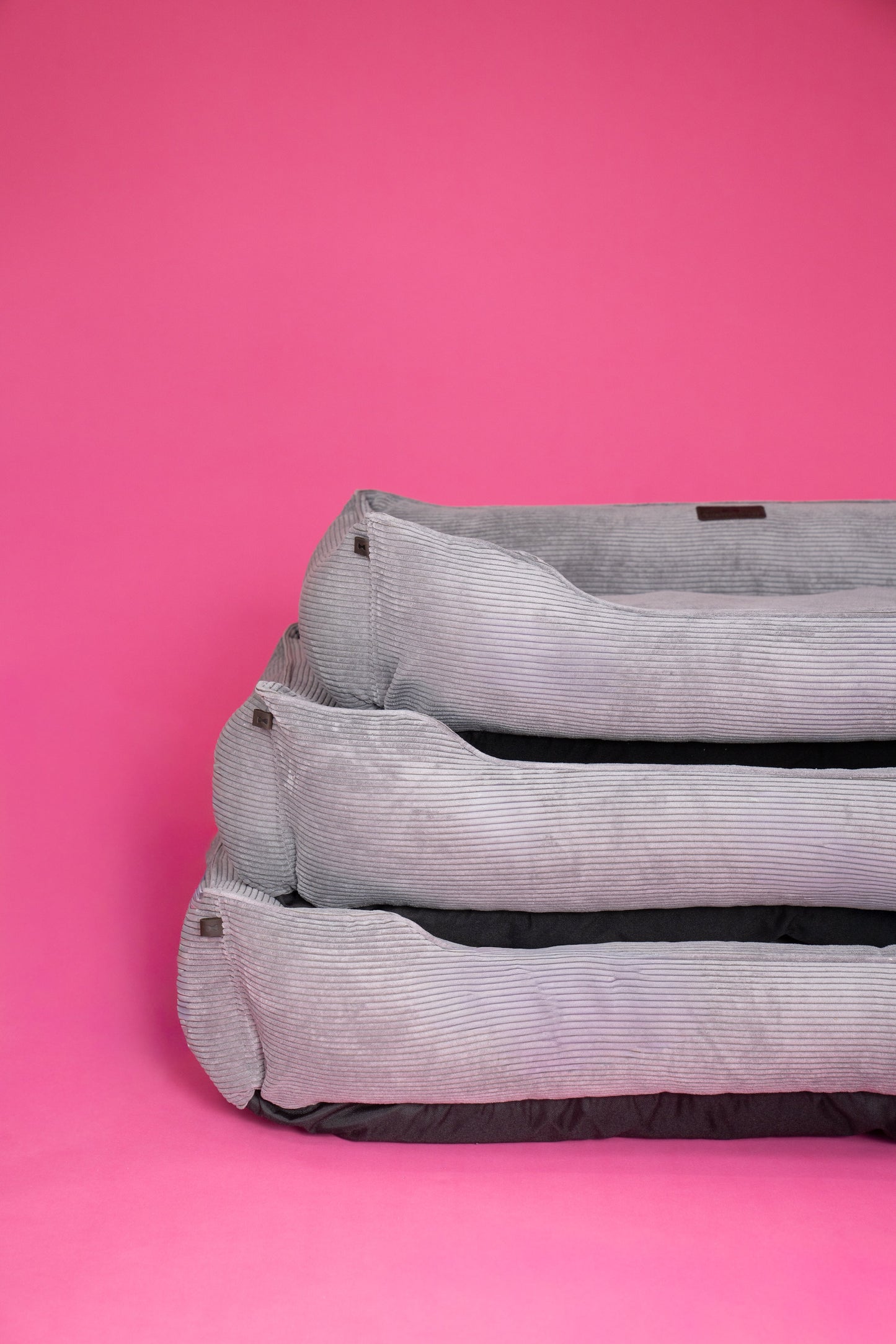 Pet Bed Fancy Corduroy Sleeper Gray Bolster