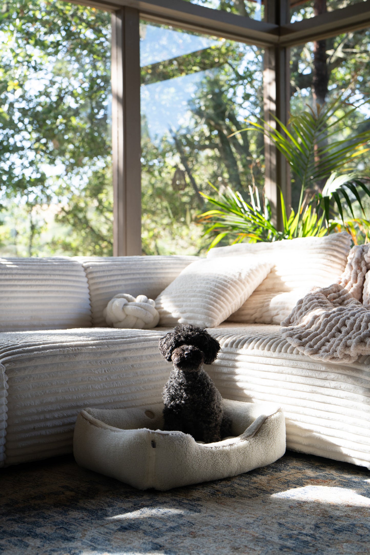 Purrfect Kingdom™ - Furry Beige Bolster Pet Bed