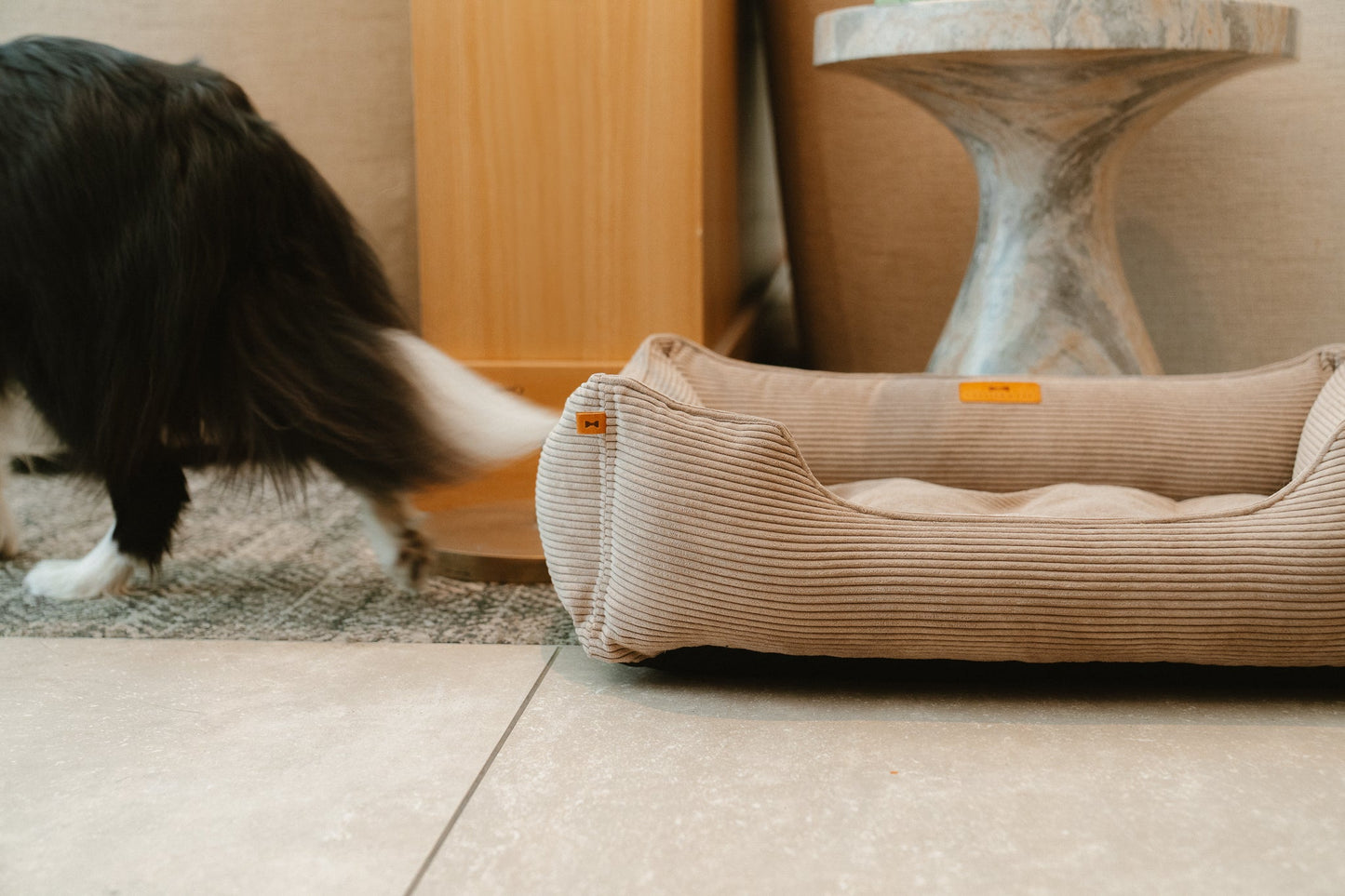Purrfect Kingdom™ - Taupe Corduroy Bolster Pet Bed