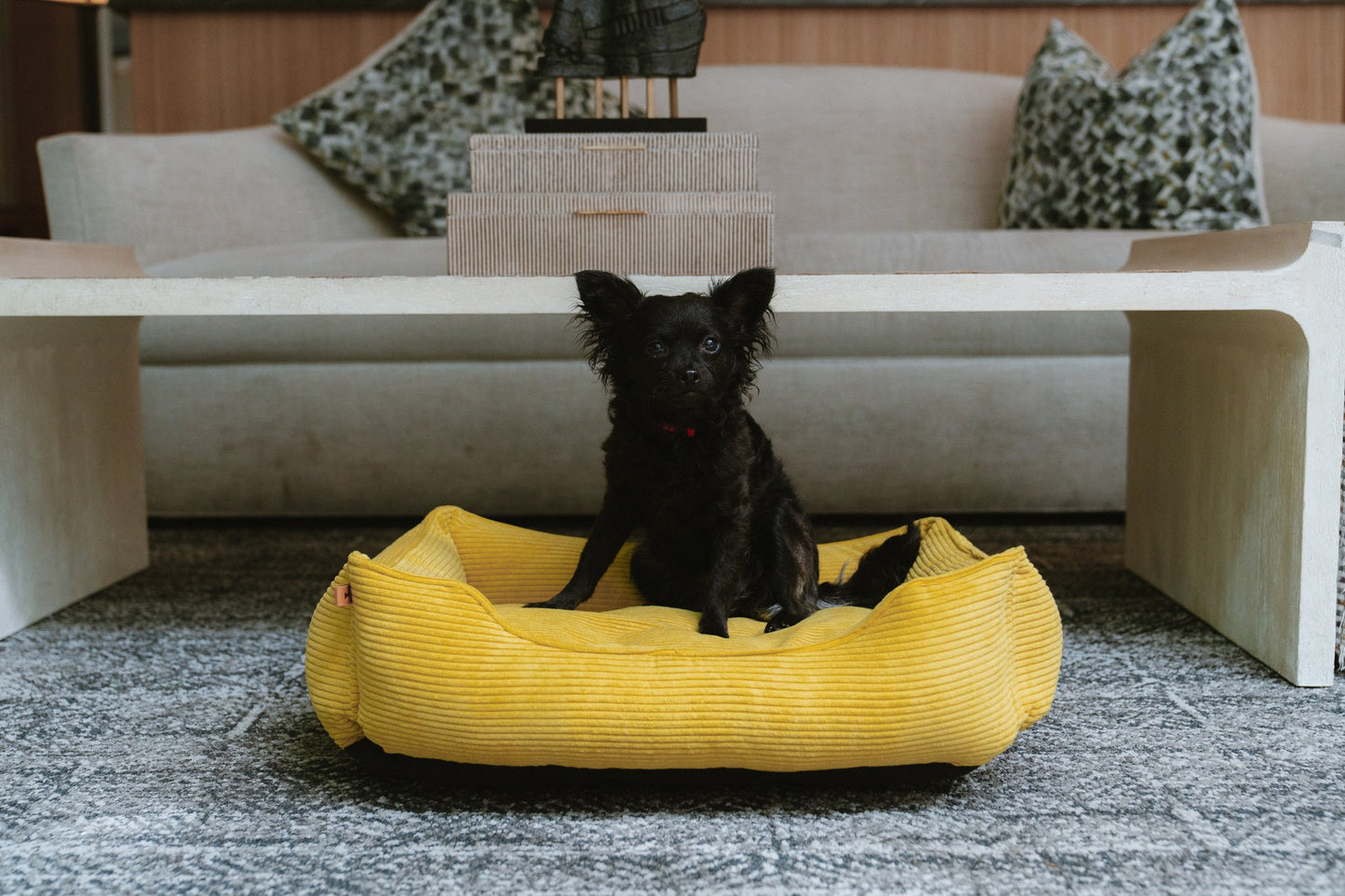 Purrfect Kingdom™ - Sunny Yellow Corduroy Pet Sleeper Bed