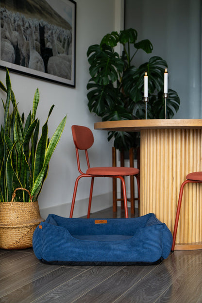 Chester & Lee | Fancy Corduroy Sleeper Dog Bed Blue