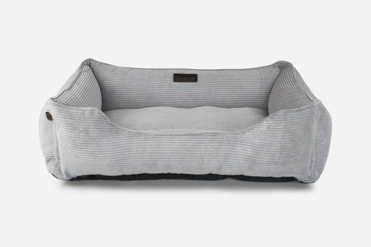 Pet Bed Fancy Corduroy Sleeper Gray Bolster